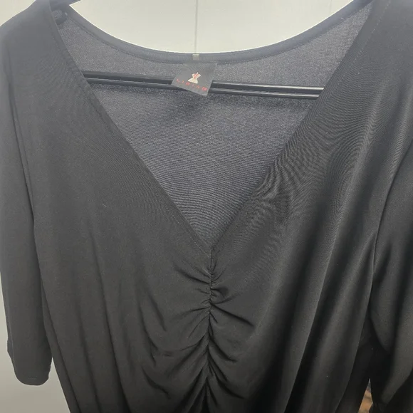 LIBIAN - Plus Size Ruched Slit Maxi Dress - Picture 2 of 5